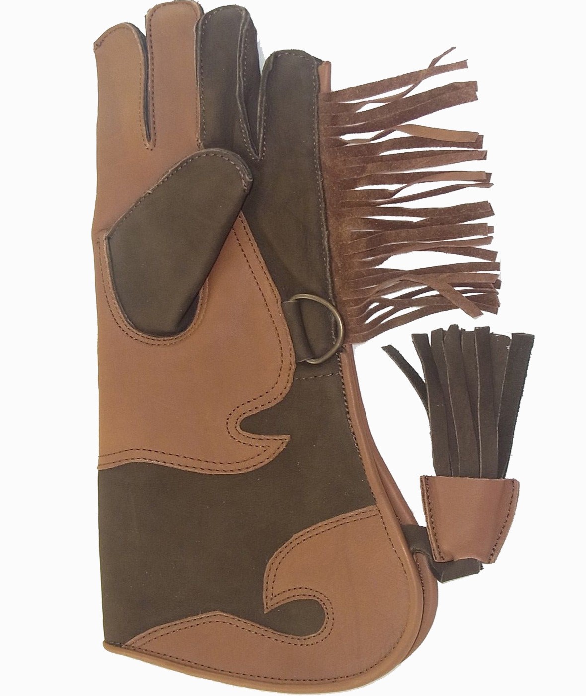 Children's Falconry Glove Long Cuff Chocolate & Tan double skinned 