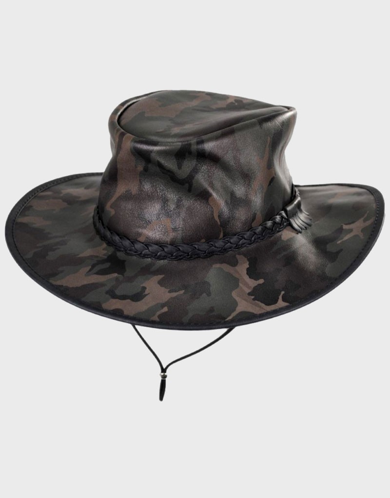 USA Maker Crusher Leather Outback Western Hat 