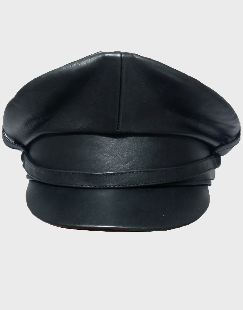 WOMEN,S BLACK LEATHER POLICE OFFICER CAP