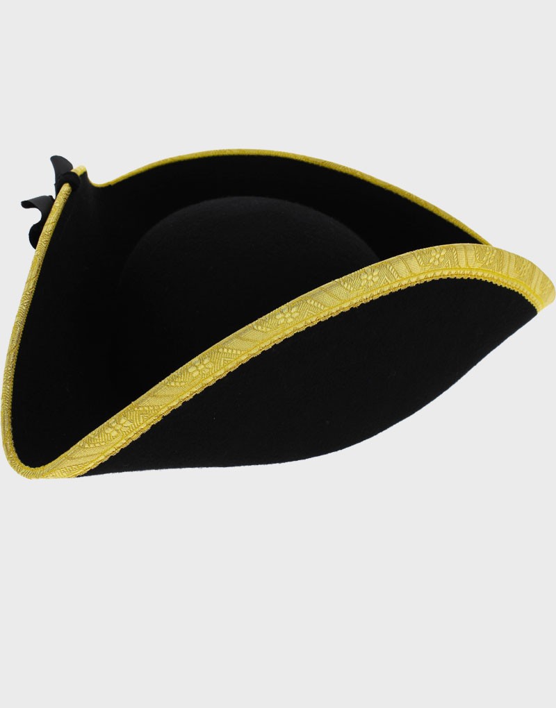 17TH Century Tricorn Infantry Original Black Wool Felt Tricorne Hat 