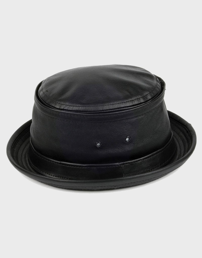 American Style Hat Co. Leather Bucket Hat Black