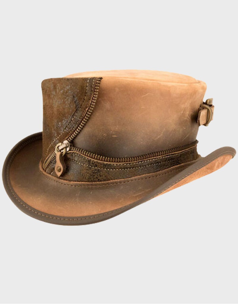 Eureka Leather Vintage Style Steampunk Top Hat