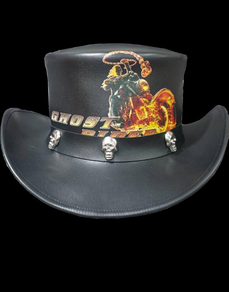 Ghost Rider Black Leather Top hat