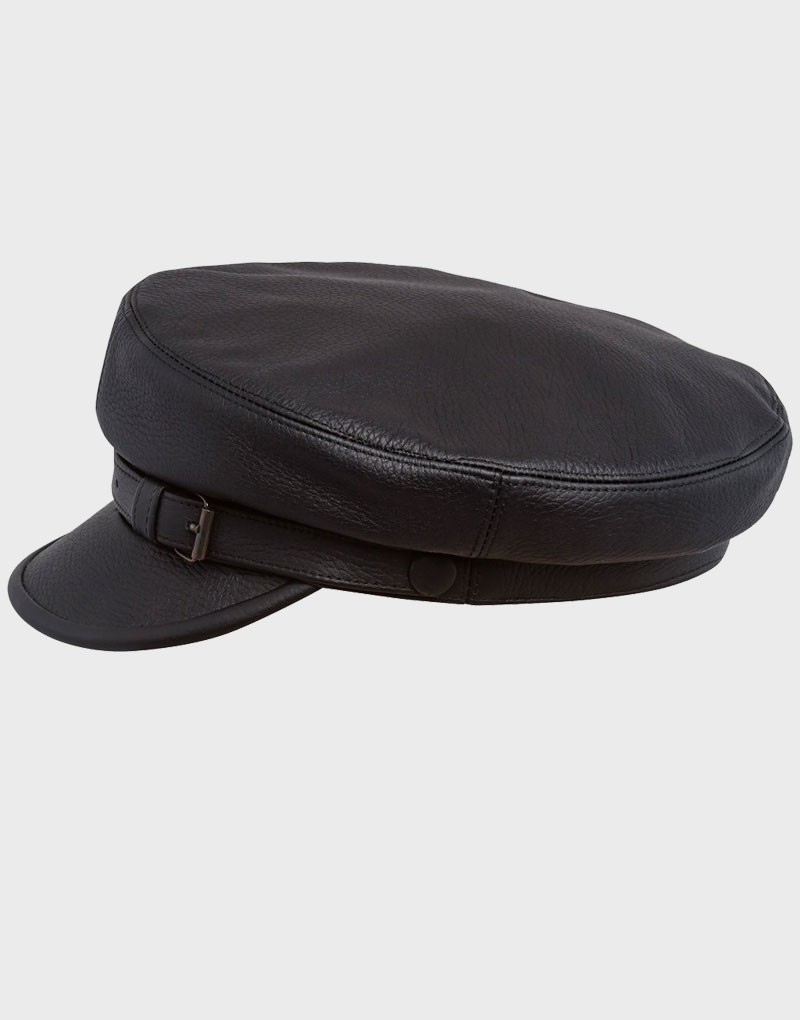 Men's Fashion Genuine Leather Police Cap Casual Flat Hat