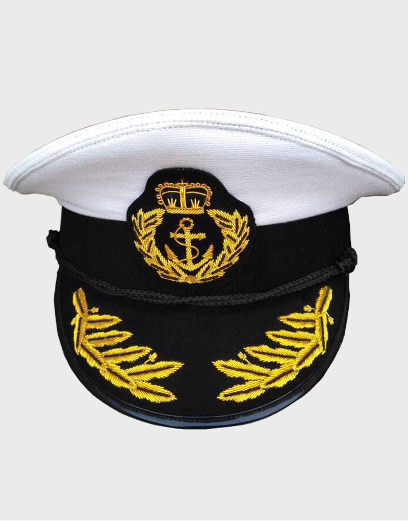 NAVY CAPTAIN YACHT HAT SNAP BACK GOLD EMBROIDERY ANCHOR SKIPPERS CAP FOR PARTY