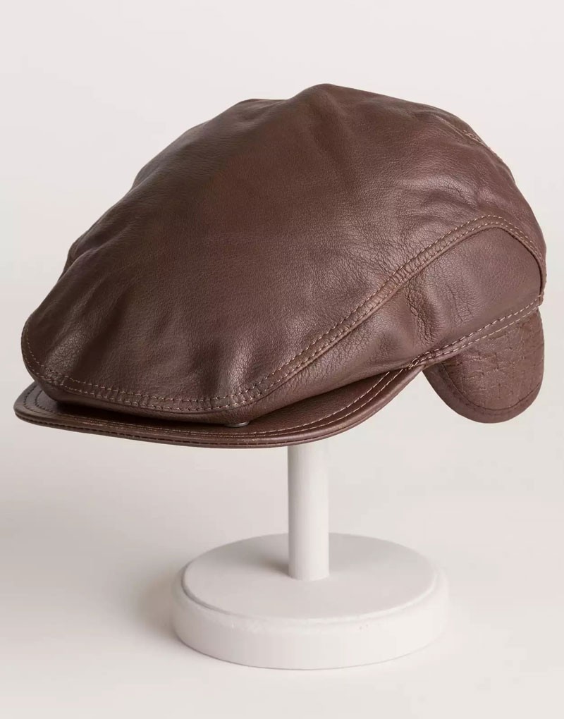 NEW YORK SHEARLING LEATHER IVY CAP WITH