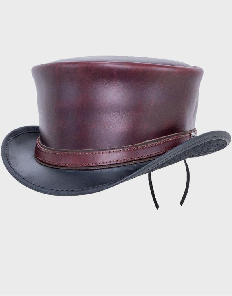 Red N Black Hampton Leather Top Hat