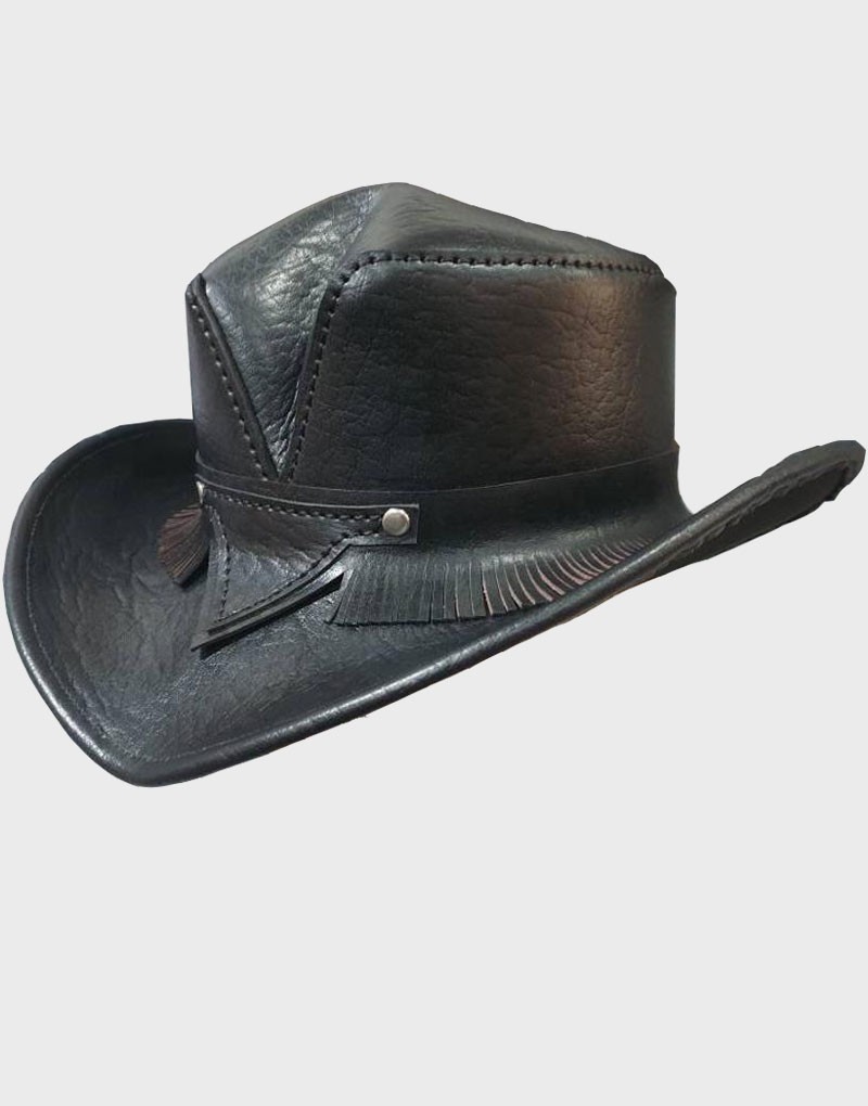 Steampunk Desperado Black Leather Top Hat