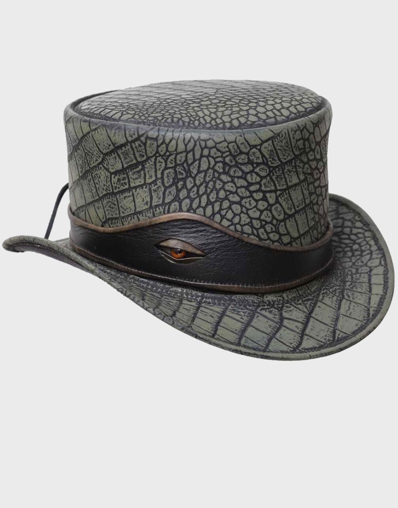 Steampunk Eye Band Crocodile Style Leather Top Hat