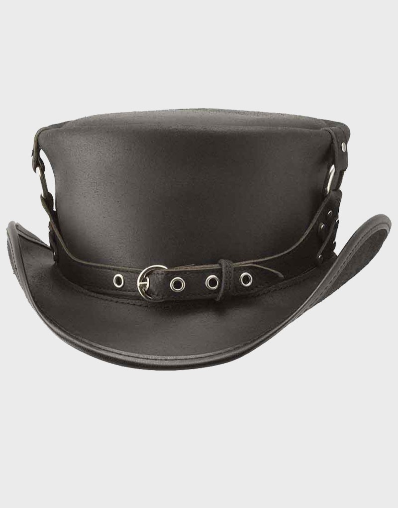 The Suspended Steampunk Leather Top Hat top