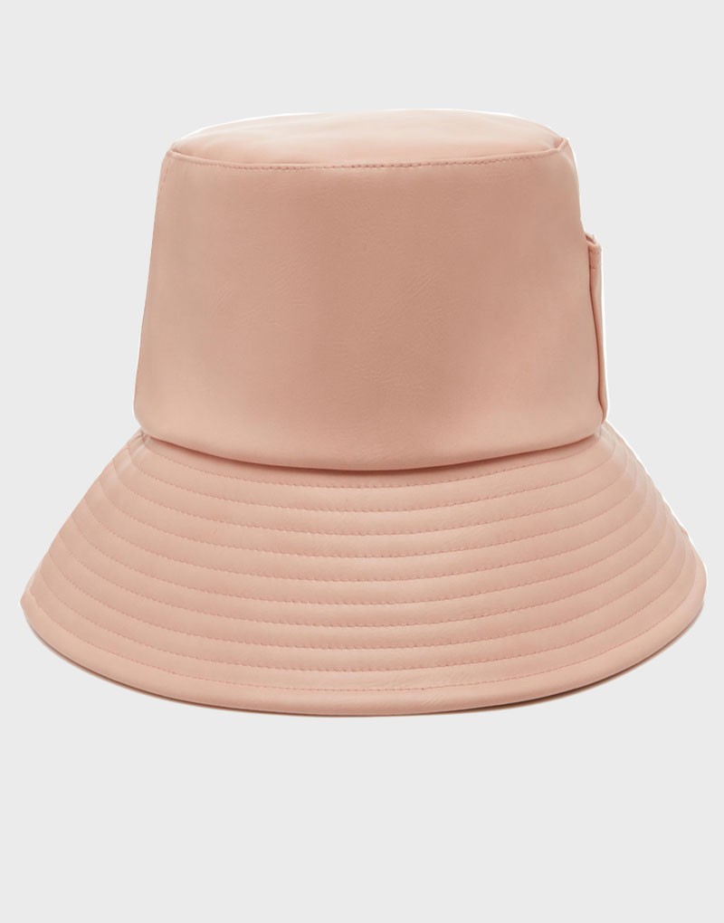 Women Soft Wave Vegan Leather Bucket Hat