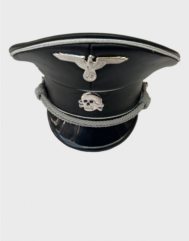 WW2 German Allgemeine SS Officer Hat Leather Visor Cap - Nazi 