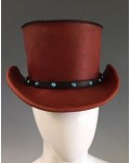 HANDMADE BLACK AND MAROON LEATHER TOP HAT