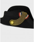 Original French 3rd Republic Naval Officer Cocked Bicorne Hat, Military Bicorn Hat zoom